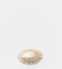 Золотистое куполообразное кольцо с прозрачными камнями ASOS DESIGN Curve-Золотистый