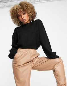 Укороченный джемпер с пышными рукавами черного цвета NA-KD-Черный