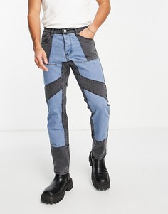 Синие прямые джинсы от комплекта с черными вставками Liquor N Poker-Разноцветный