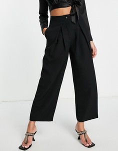 Черные строгие брюки со складками от комплекта Pimkie-Черный