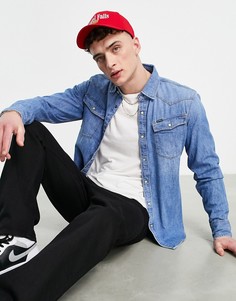 Джинсовая рубашка с умеренным выбеленным оттенком G-Star-Голубой