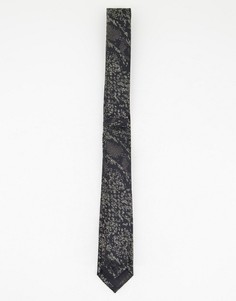 Узкий черный с золотистым галстук со звериным принтом ASOS DESIGN-Разноцветный