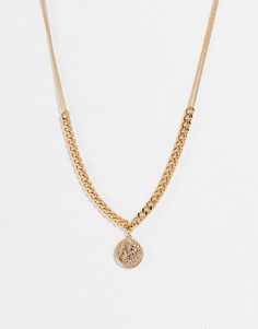 Золотистое ожерелье-цепочка с монеткой Monki-Золотистый