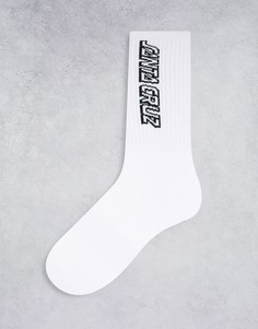 Белые классические носки в полоску с логотипом Santa Cruz-Белый