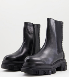 Черные ботинки челси на плоской массивной подошве Simply Be Wide Fit-Черный цвет