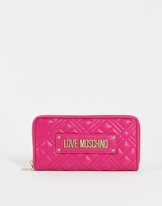 Ярко-розовый стеганый кошелек с застежкой-молнией по периметру Love Moschino-Розовый цвет
