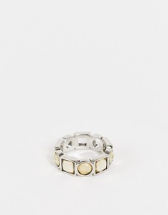 Серебристое кольцо с желтыми искусственными камнями ASOS DESIGN-Серебристый