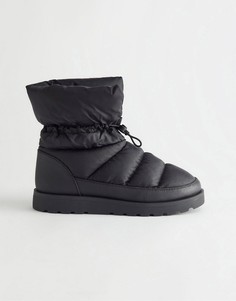 Дутые зимние ботинки черного цвета из переработанного полиамида & Other Stories-Черный