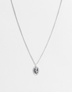 Тонкое посеребренное ожерелье-цепочка с овальной подвеской с изображением розы ASOS DESIGN-Серебристый