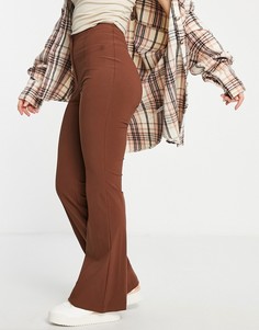 Коричневые строгие брюки клеш Monki-Коричневый цвет