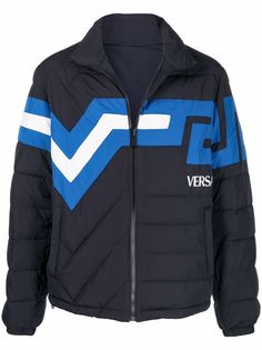 Versace двусторонний пуховик с узором Greca