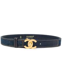 Chanel Pre-Owned джинсовый ремень 1990-х годов с логотипом CC