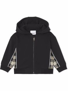 Burberry Kids худи на молнии с клетчатыми вставками