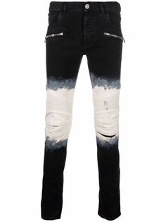 Balmain джинсы скинни со вставками в рубчик