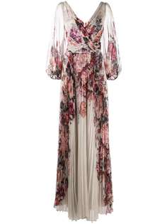 Marchesa Notte платье с цветочным принтом