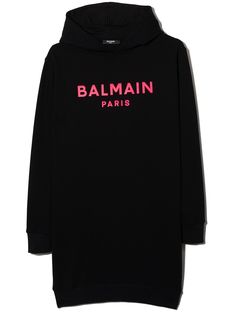 Balmain Kids платье-толстовка с капюшоном и логотипом