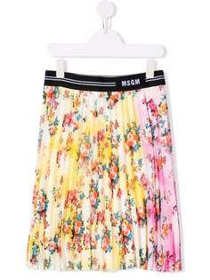 MSGM Kids плиссированная юбка с цветочным принтом