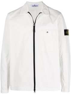 Stone Island куртка на молнии с нашивкой-логотипом