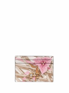Salvatore Ferragamo картхолдер с цветочным принтом и декором Gancini