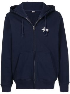 Stussy худи на молнии с вышитым логотипом