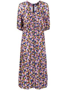 PS Paul Smith драпированное платье миди с цветочным принтом