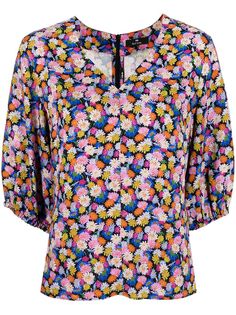 PS Paul Smith блузка с объемными рукавами и цветочным принтом