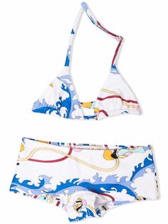 Emilio Pucci Junior бикини с вырезом халтер и графичным принтом