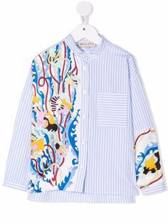 Emilio Pucci Junior полосатая рубашка со вставками