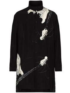 Yohji Yamamoto длинная рубашка с принтом