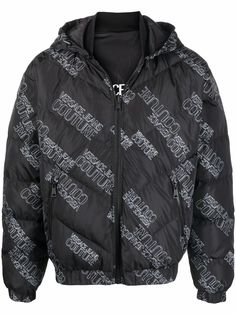 Versace Jeans Couture пуховик с капюшоном и логотипом