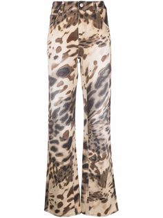 Blumarine расклешенные брюки с анималистичным принтом