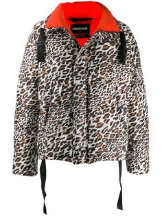 Roberto Cavalli Пуховик с принтом Spiky Leopard