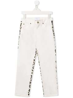 Roberto Cavalli Junior Белые джинсы с леопардовым принтом