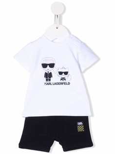 Karl Lagerfeld Kids комплект из футболки и шортов с графичным принтом