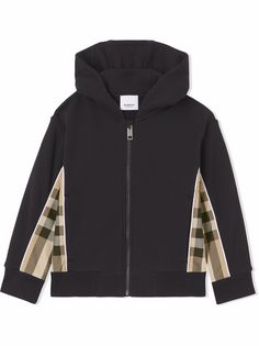 Burberry Kids худи на молнии с клетчатой вставкой