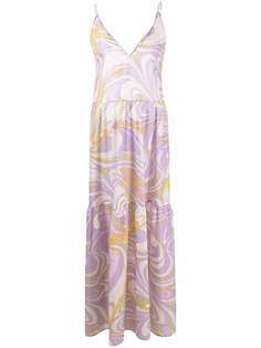 Emilio Pucci длинное платье с V-образным вырезом и принтом Onde