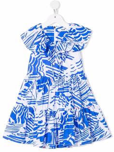 MSGM Kids ярусное платье с абстрактным принтом