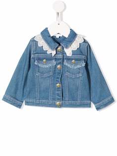 Chloé Kids джинсовая куртка с английской вышивкой