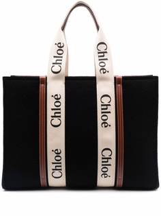 Chloé большая сумка-тоут Woody с логотипом Chloe