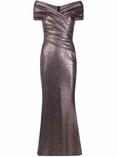 Talbot Runhof вечернее платье с эффектом металлик