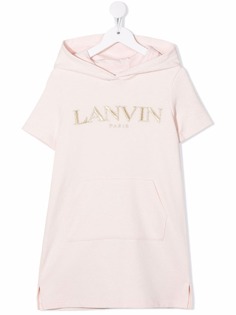 LANVIN Enfant платье с капюшоном и вышитым логотипом