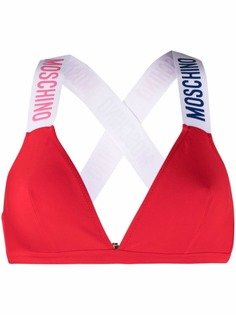 Moschino лиф бикини с треугольными чашками и логотипом
