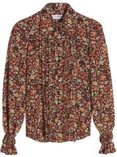 Victoria Beckham шелковая блузка с оборками и цветочным принтом