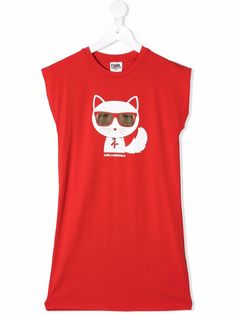 Karl Lagerfeld Kids платье-футболка с принтом Choupette