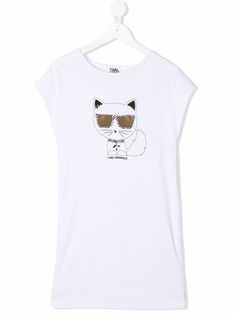 Karl Lagerfeld Kids платье-футболка с принтом Choupette