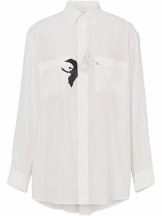 Burberry крепдешиновая рубашка с принтом