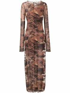 Heron Preston длинное платье с камуфляжным принтом