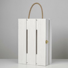 Подарочный ящик 30×20×10 см деревянный с откидной крышкой, с замком, ручка, белый Дарим Красиво