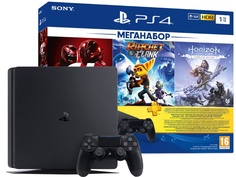 Игровая приставка Sony PlayStation 4 Slim 1Tb CUH-2008B + Gran Tourismo + Ratchet & Clank + Horizon Zero Dawn + PS Plus 3 месяца
