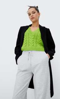 Stradivarius Пальто Из Трикотажной Ткани С Начёсом Черный L